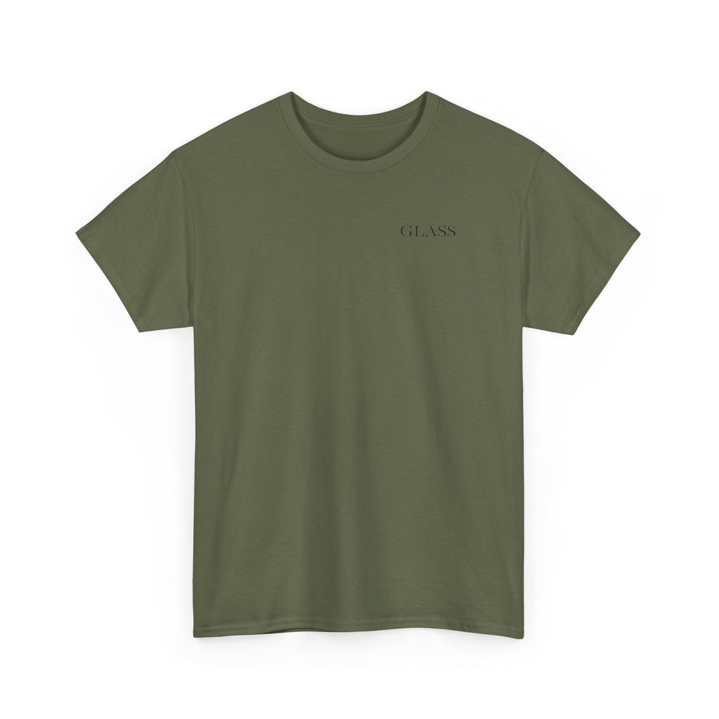 Evergreen Minimalist Tee — small chest logo & vertical back text