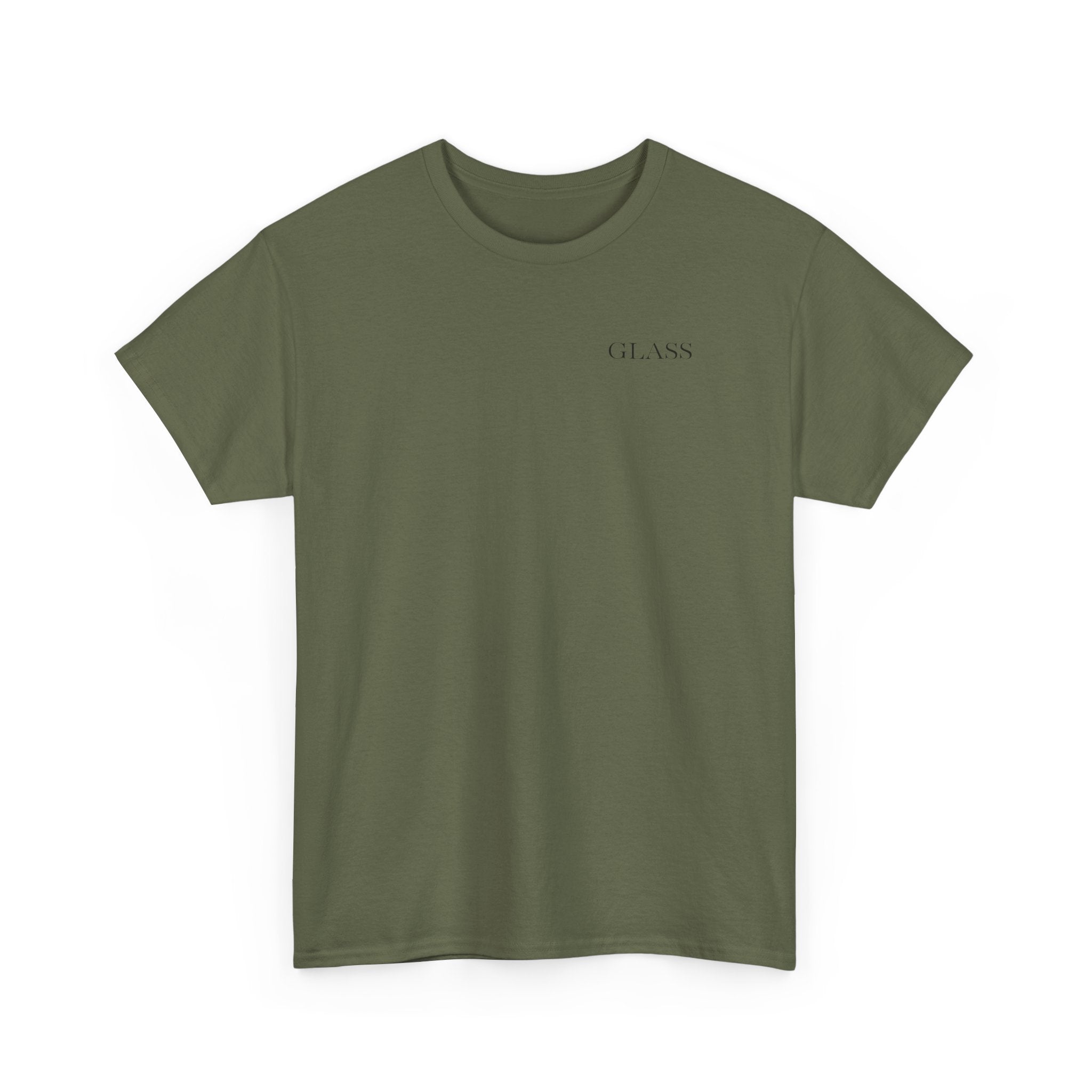 Evergreen Minimalist Tee — small chest logo & vertical back text